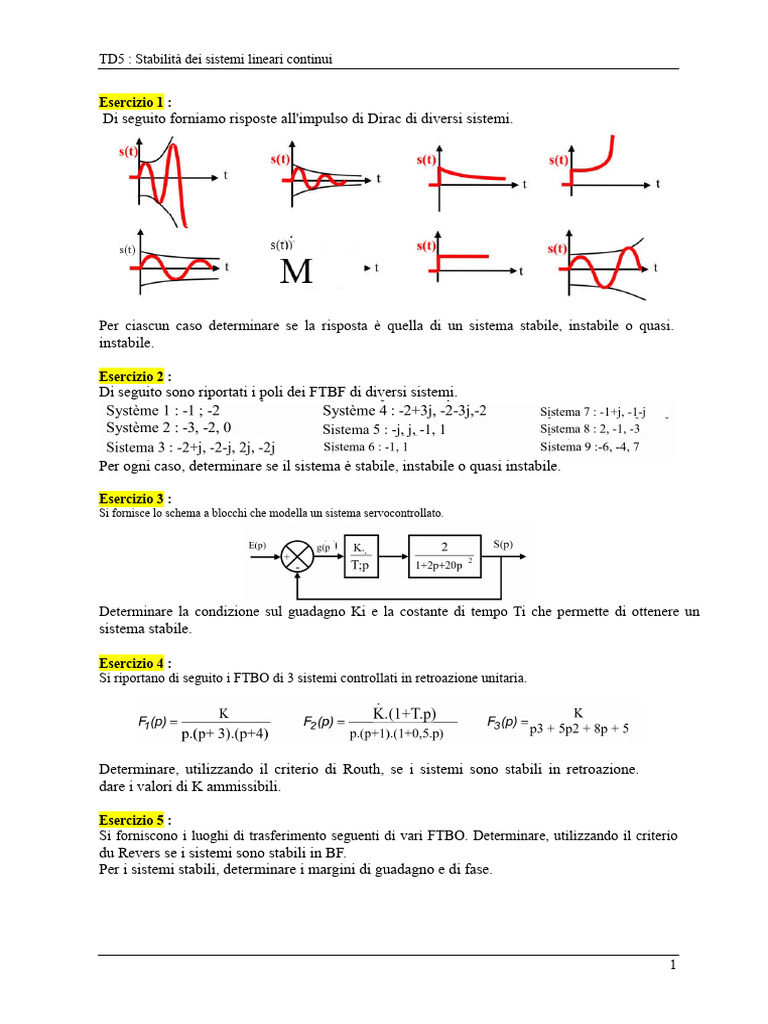 Esercizi td5 Stabilità+corrige | PDF