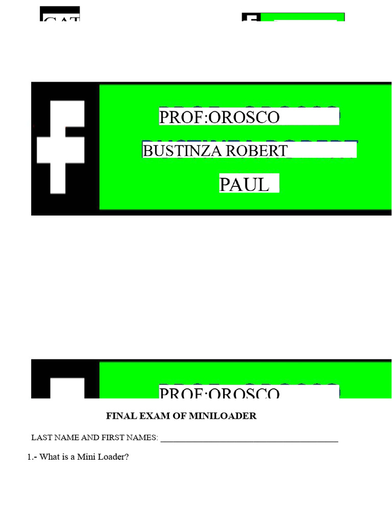 Final Exam of Skid Steer Loader | PDF