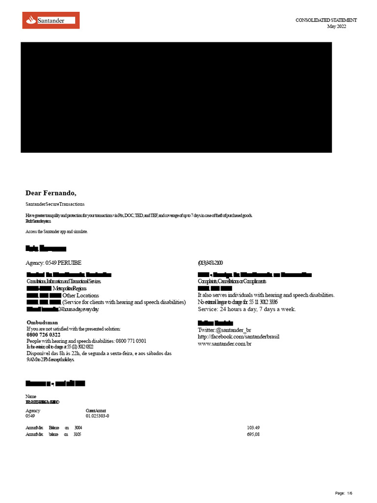 Santander Account Statement Overview | PDF | Credit Card | Banking