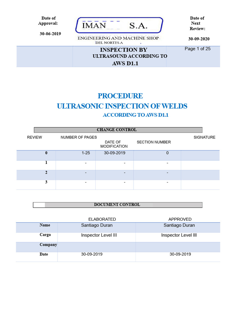 AWS D1.1 Ultrasonic Inspection Guide | PDF | Ultrasound ...