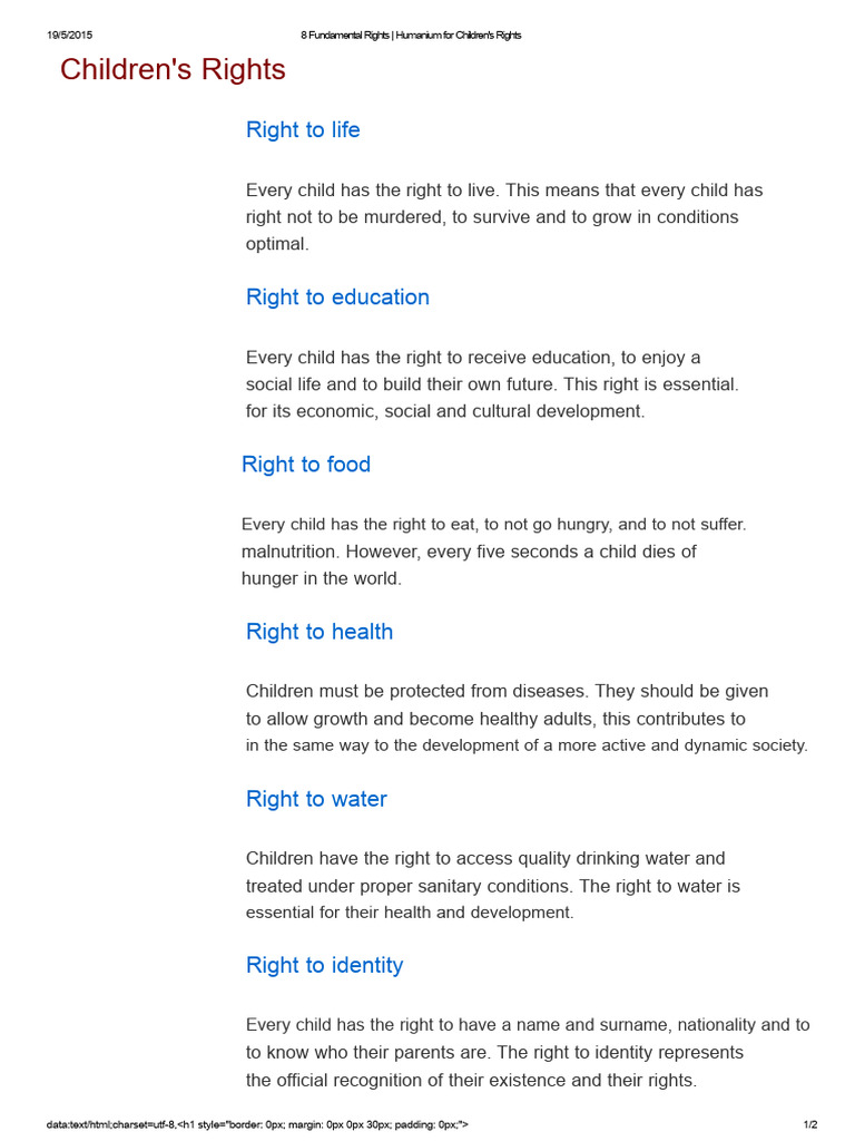 8 Fundamental Rights - Humanium For The Rights of The Child | PDF ...