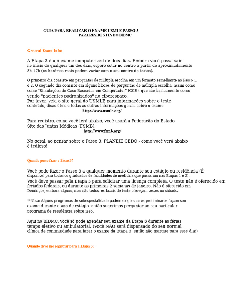 Guia Completo para o Exame USMLE Passo 3 | PDF | Exame de Licenciamento ...