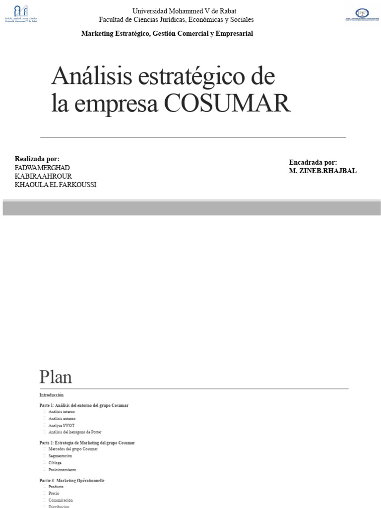 Análisis Estratégico de COSUMAR en Marruecos | PDF | Agricultura | Azúcar