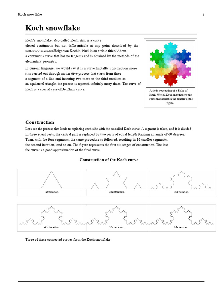 Koch Snowflake Fractal Explained | PDF | Geometric Shapes | Mathematics