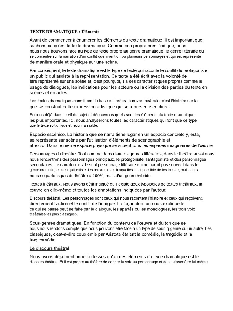 Éléments du texte dramatique expliqué | PDF | Théâtre