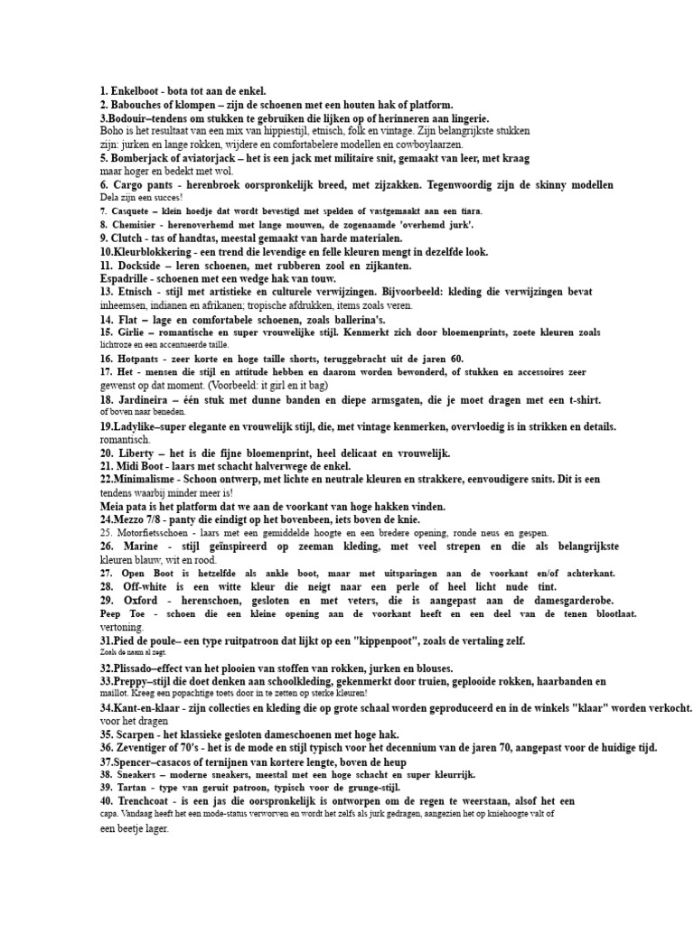 Mode Vocabulaire | PDF