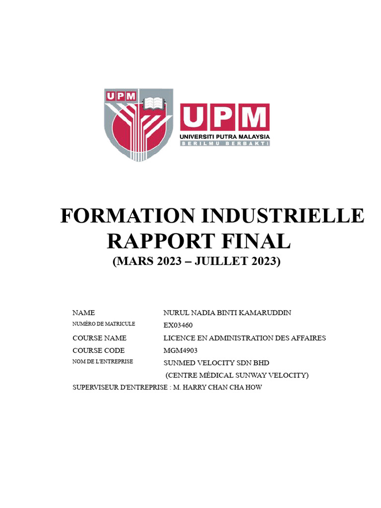 Rapport de Formation Industrielle 2023 | PDF | Connaissances | Médecine ...