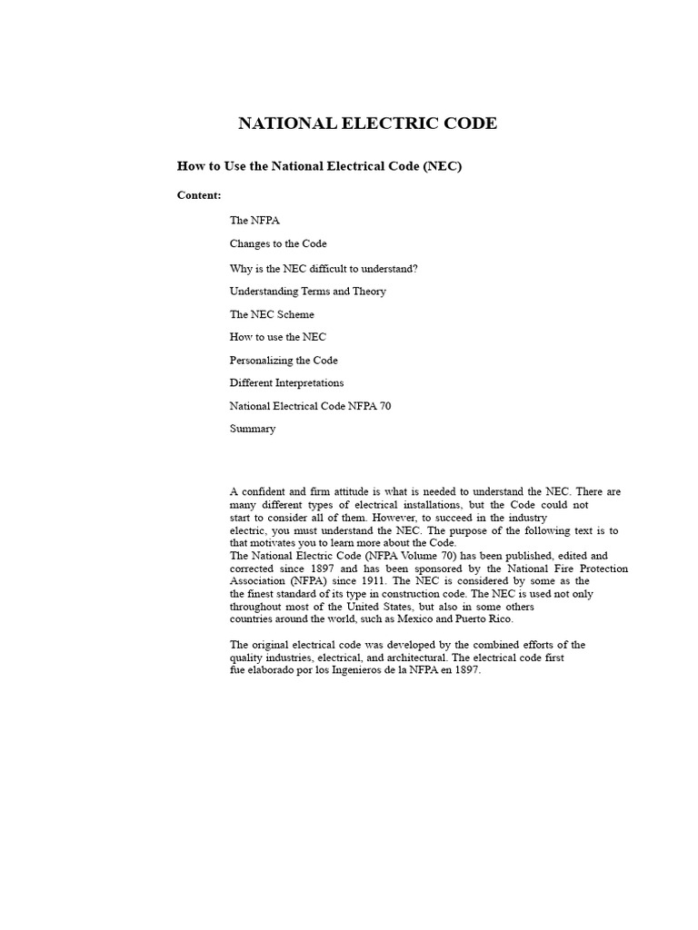 Understanding the National Electrical Code | PDF | Electrical Wiring ...