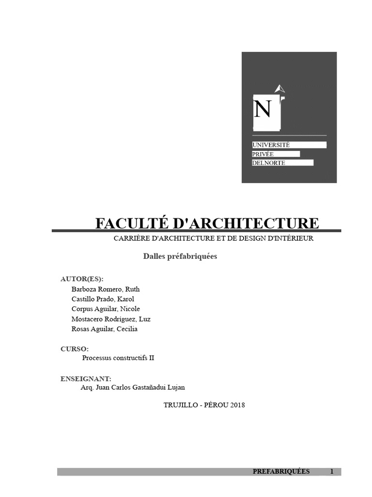 Dalles préfabriquées : processus et avantages | PDF | Béton | Lima
