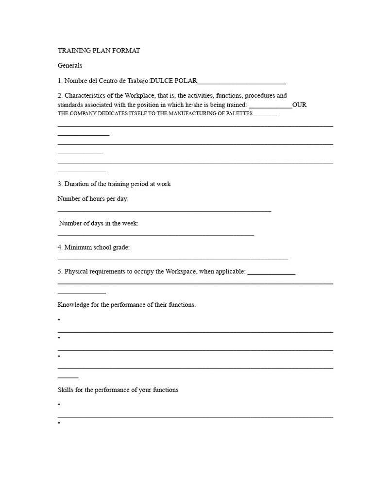 Training Plan Template for Interns | PDF | Knowledge | Skill