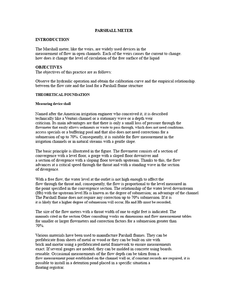 Parshall Meter Report | PDF | Chemical Engineering | Fluid Mechanics