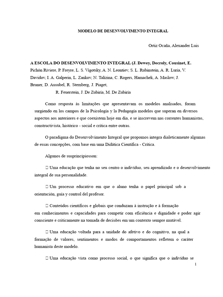 Modelo de Desenvolvimento Integral na Educação | PDF | Aprendizado ...