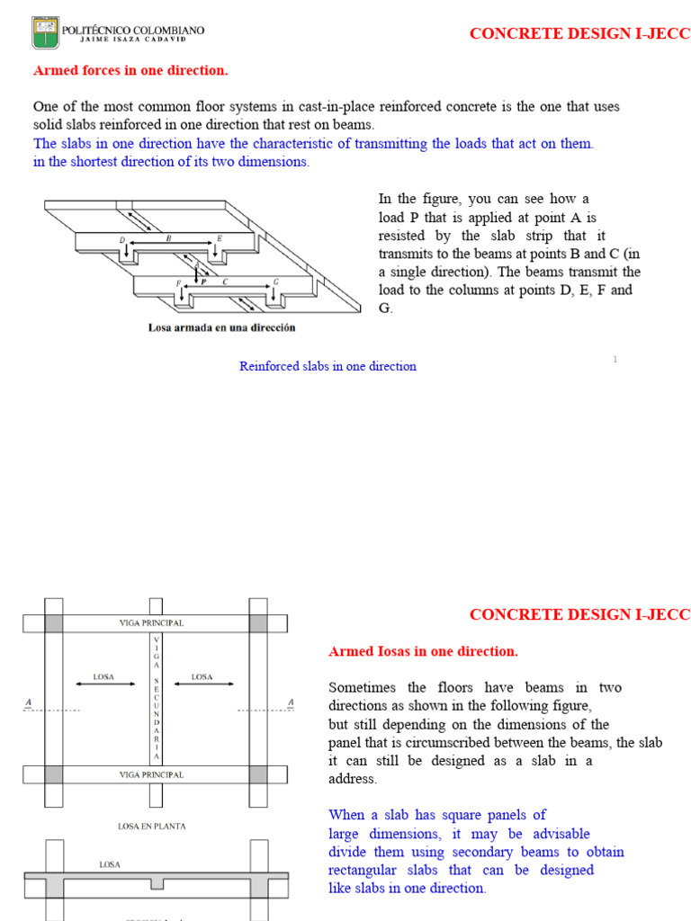 One-Way Reinforced Concrete Slabs Guide | PDF | Concrete | Beam (Structure)