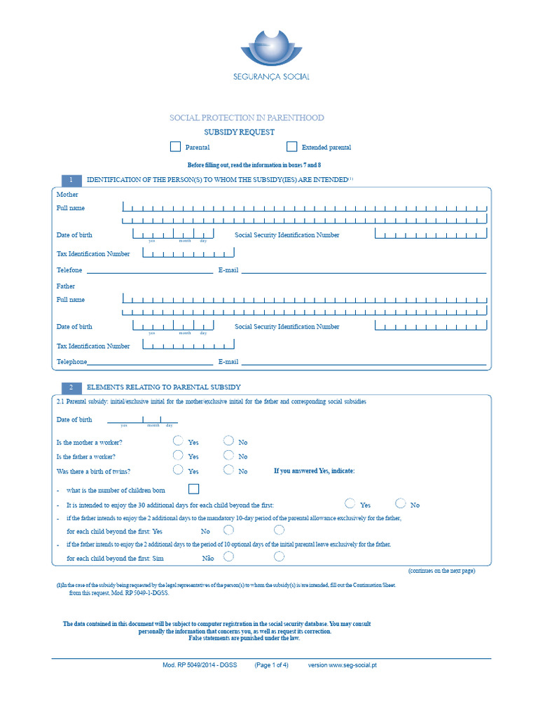 Parental Subsidy Request Form | PDF
