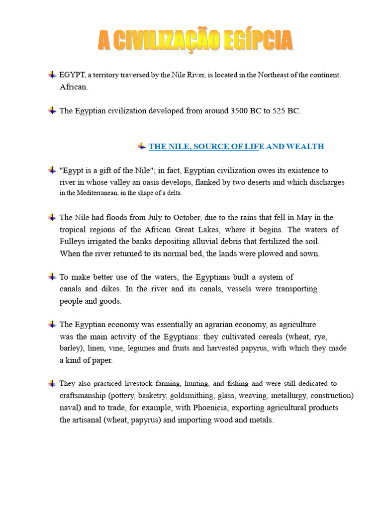 The Egyptian Civilization - summary_history_7th_grade.pdf | PDF