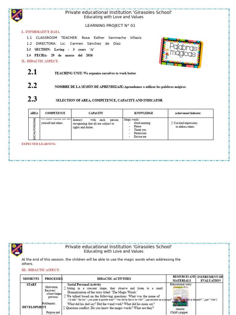 Magic Words Learning Session Plan | PDF | Magician (Fantasy) | Behavior ...