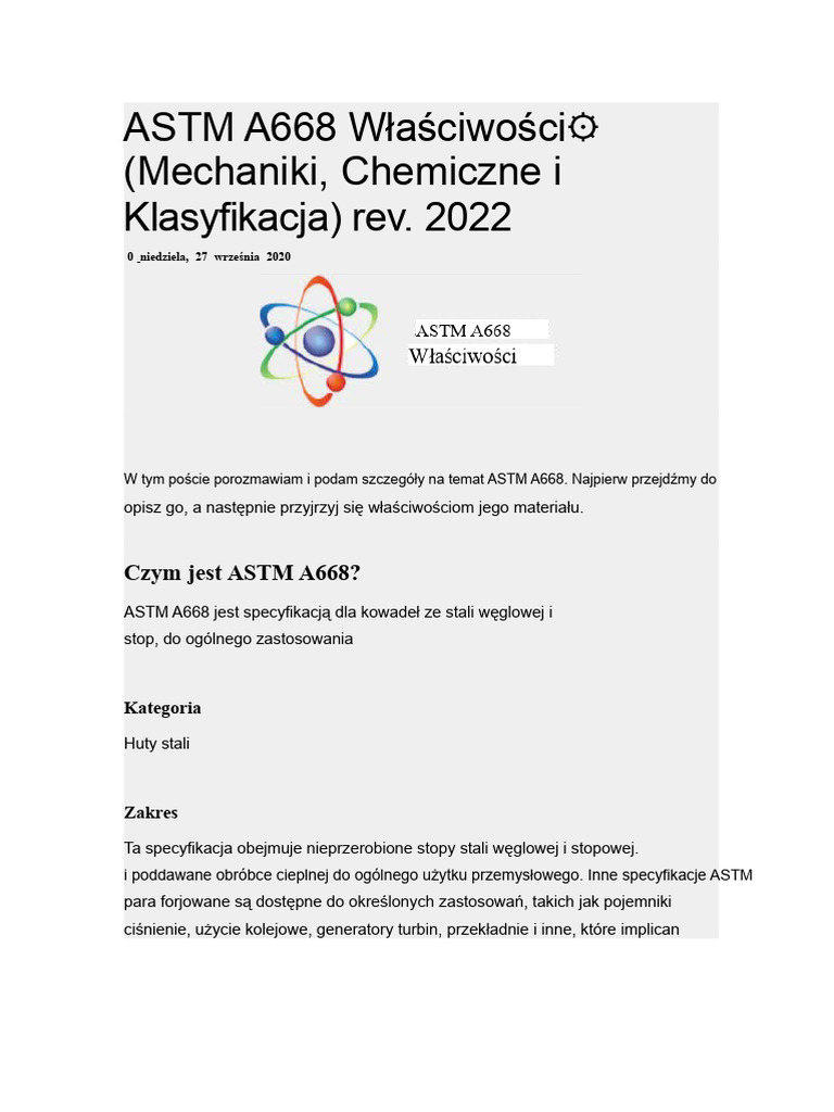 ASTM A668 - D Właściwości | PDF