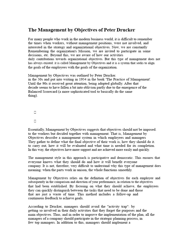 The Management by Objectives of Peter Drucker | PDF | Goal | Evaluation
