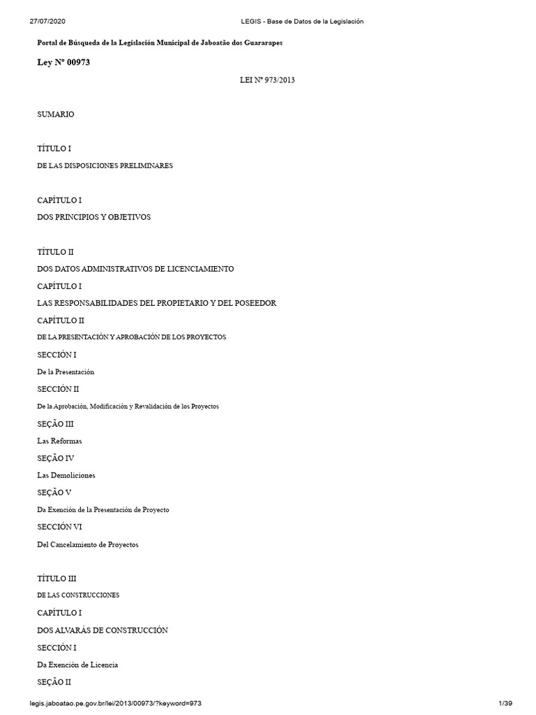 LEGIS - Base de Datos de La Legislación - Ley 973 | PDF | Propiedad ...