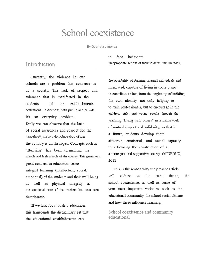 Enhancing School Coexistence Strategies | PDF | Teachers | Attitude ...
