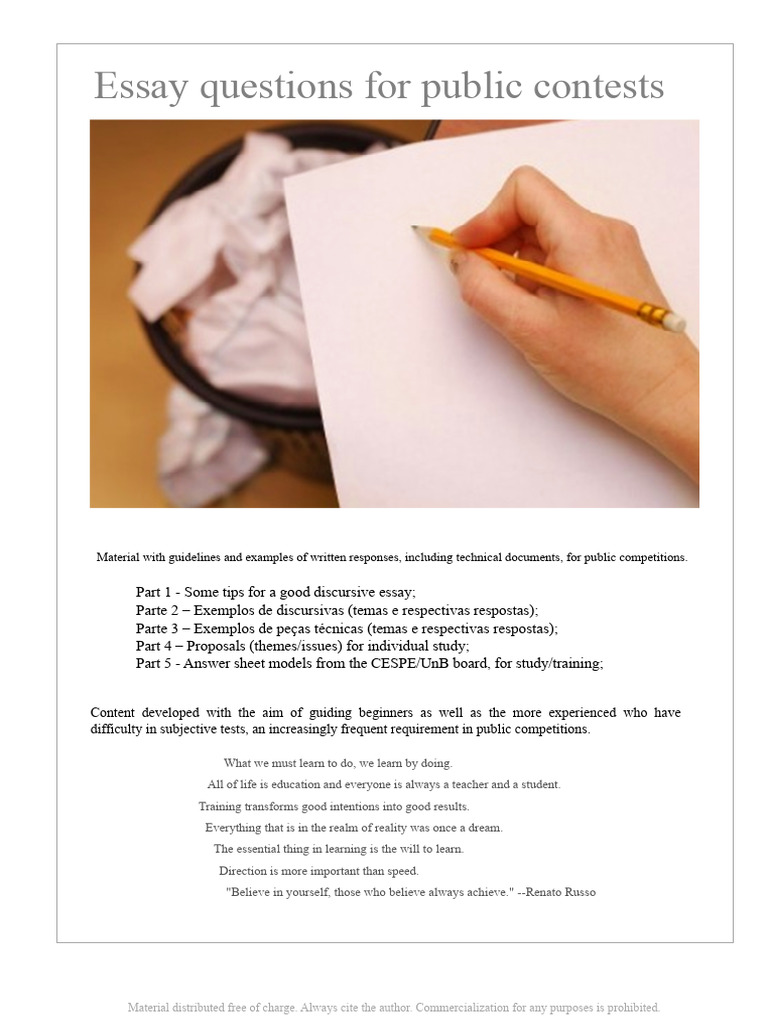 Public Contest Essay Guidelines and Examples | PDF | Essays | Thesis