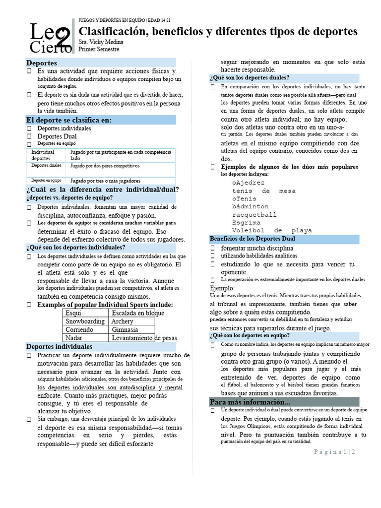 Beneficios de Deportes en Equipo y Dual | PDF | Deportes