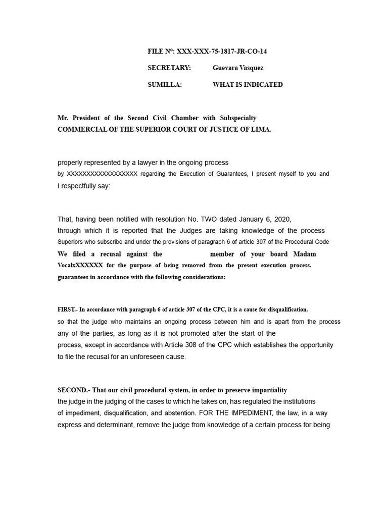 Recusal Request in Commercial Court Case | PDF | Judge | Legal Procedure
