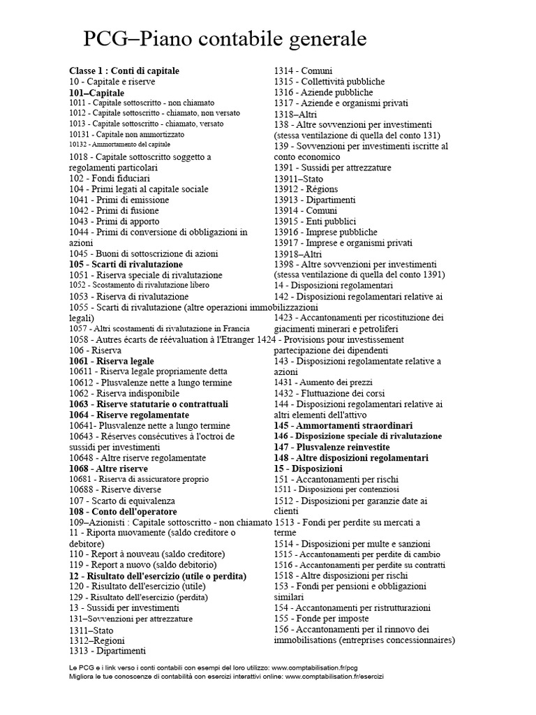 PCG Piano Contabile Generale 111 | PDF