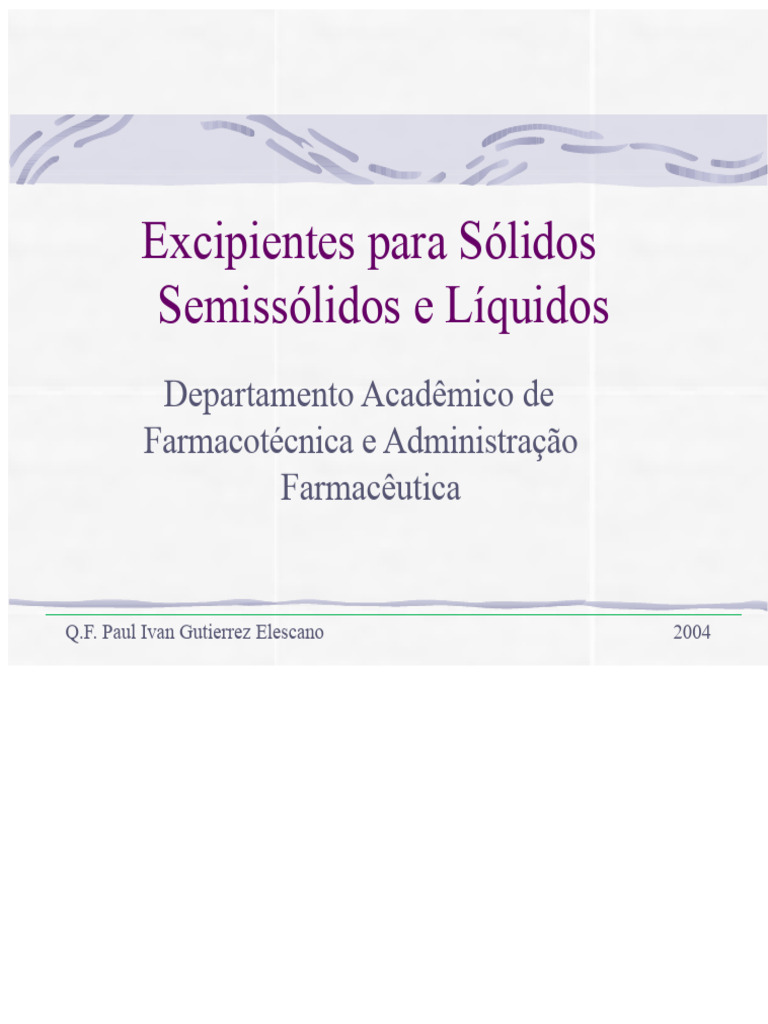 Excipientes para Sólidos Semissólidos e Líquidos 2004 | PDF | Gosto ...