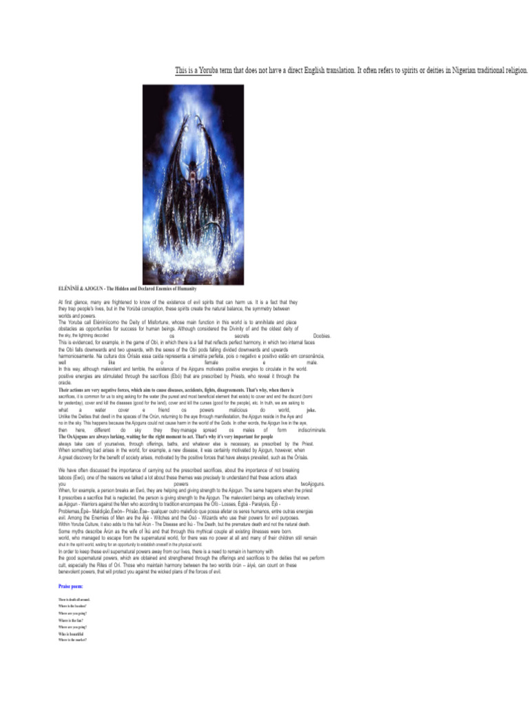 Understanding Yoruba Ajogun Spirits | PDF | Demons | Folklore
