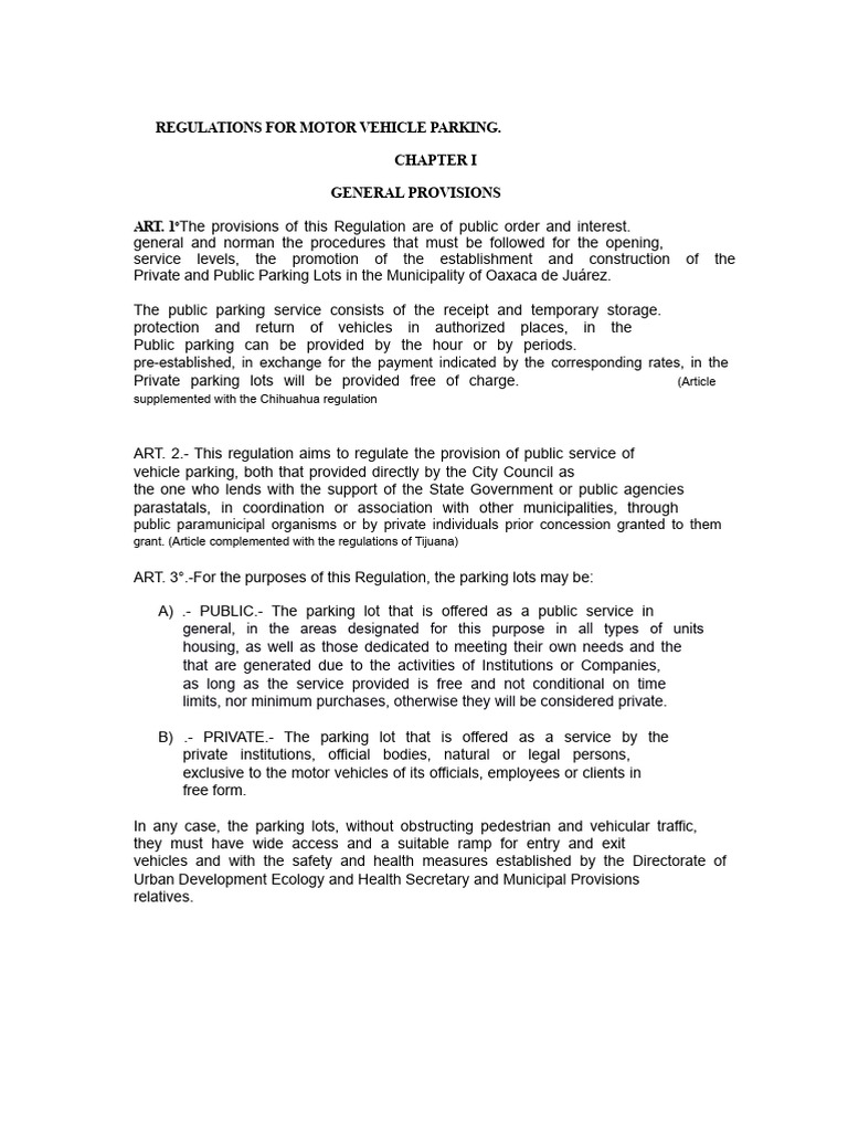 Image showcasing Parking Regulations Print | PDF | Parking | Parking Lot