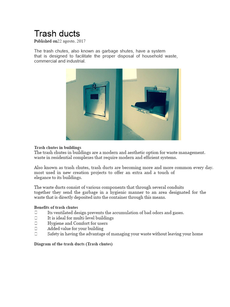 Trash chutes | PDF | Duct (Flow) | Waste