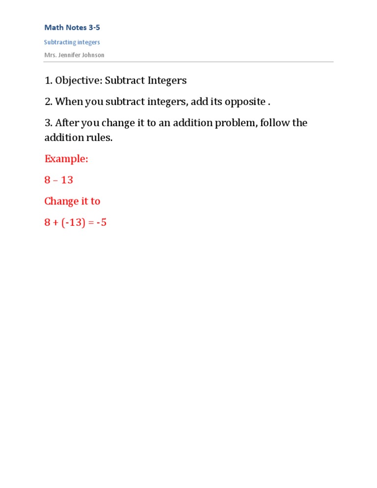 Math Notes 3-5 | PDF