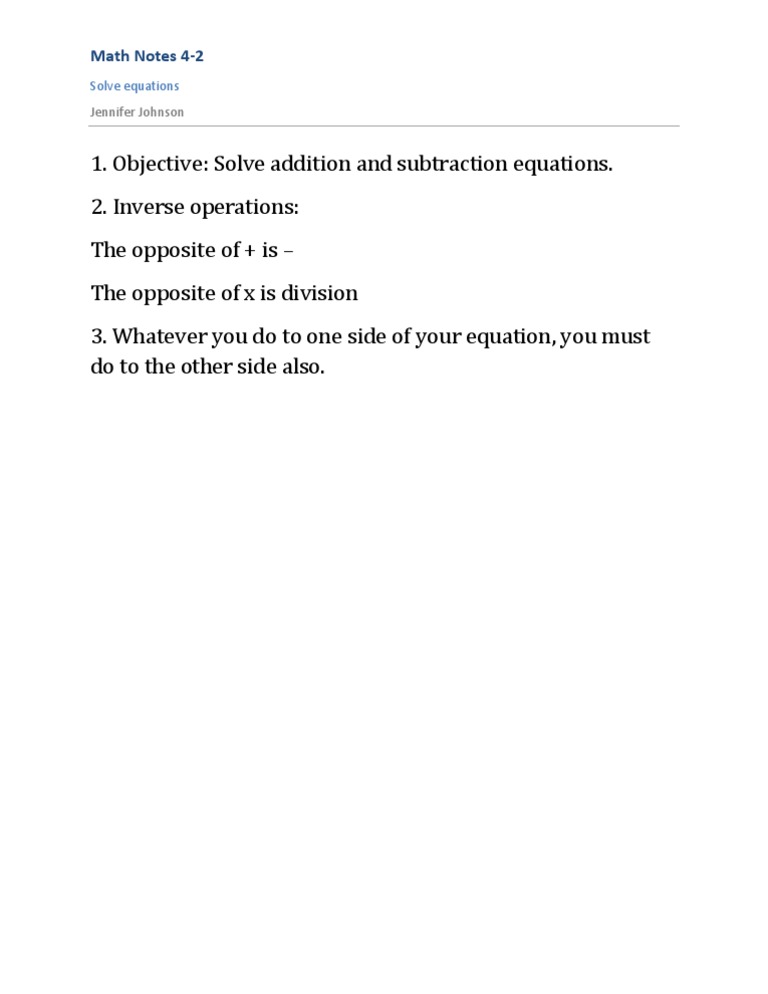 Math Notes 4-2 | PDF