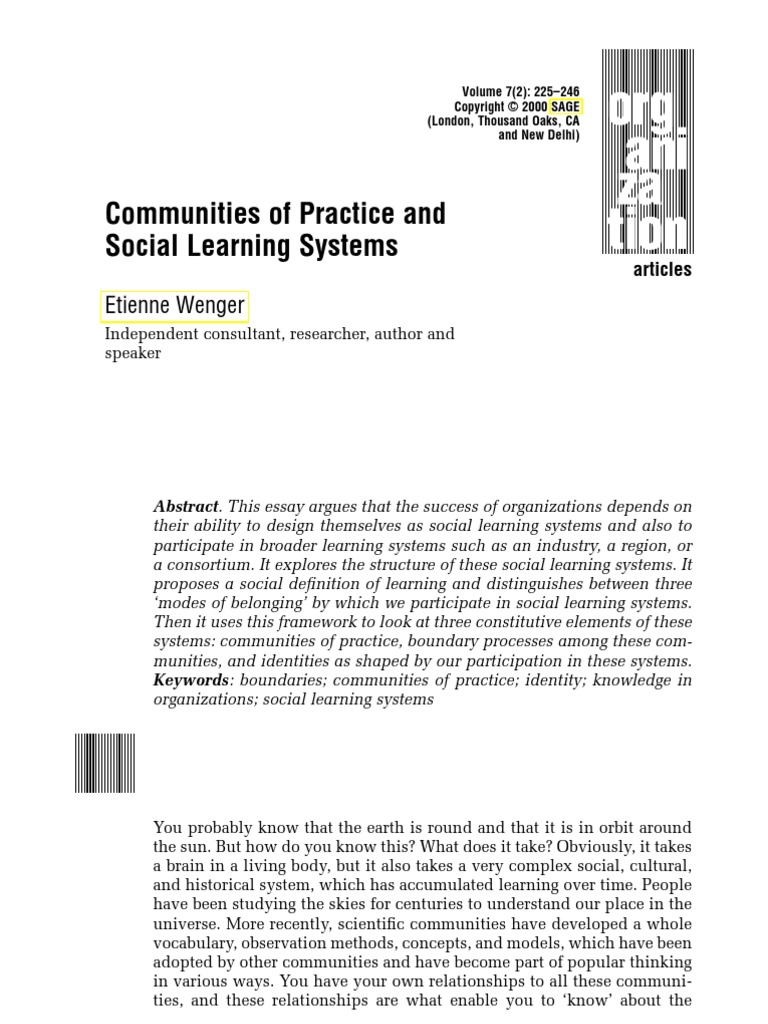 Wenger 2000 | PDF | Community | System