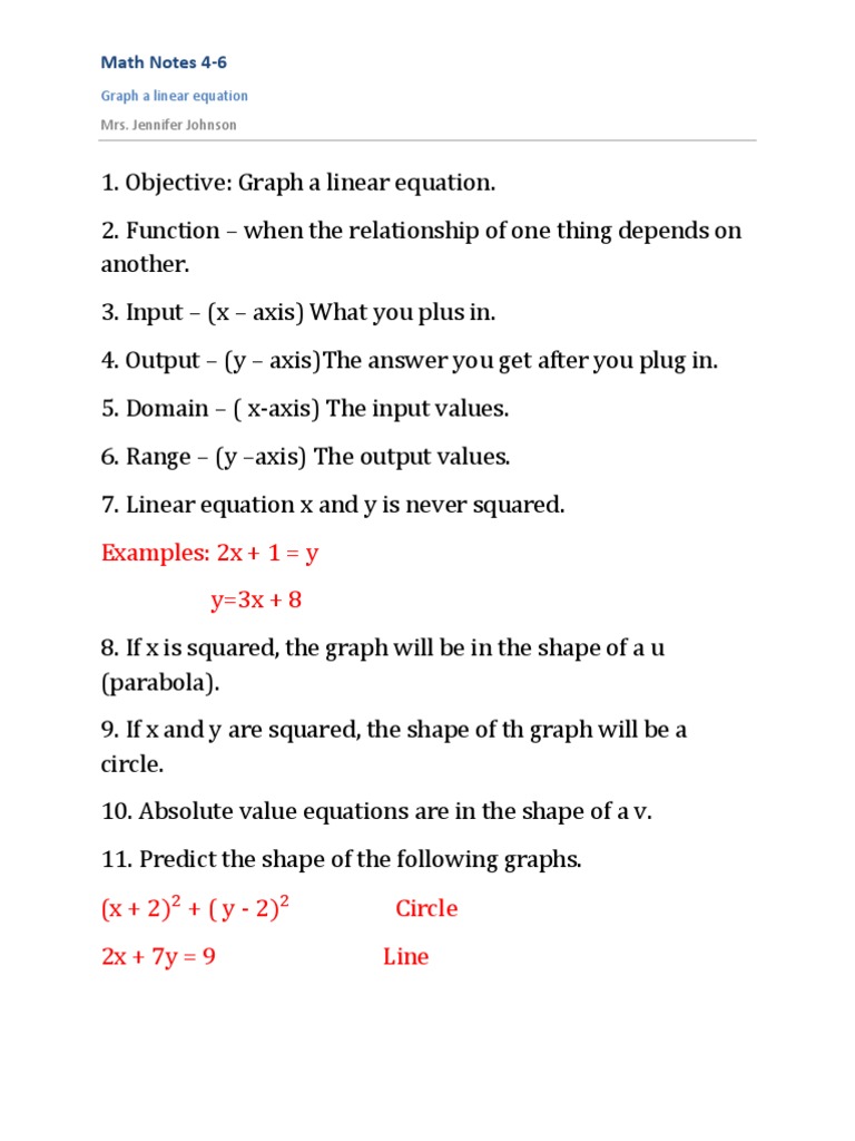 Graphing Linear Equations Guide | PDF