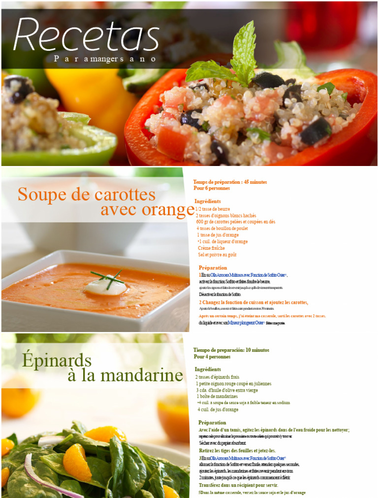 Recettes variées avec ingrédients frais | PDF | sauce | Soupe