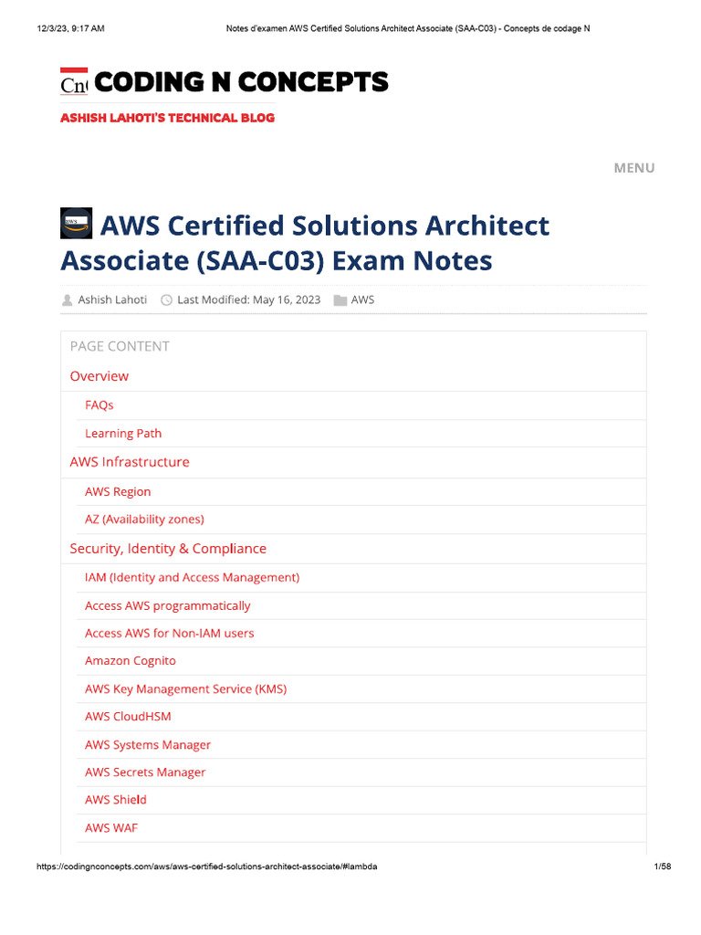 Notes D'examen Pour La Certification AWS Solutions Architect Associate ...