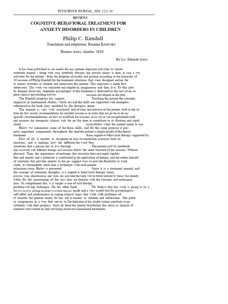 CBT for Childhood Anxiety Disorders | PDF | Cognitive Behavioral ...