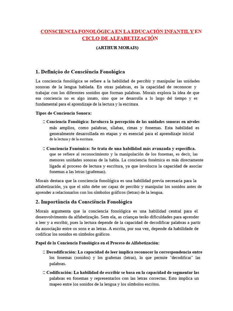 Conciencia Fonológica en La Educación Infantil y en El Ciclo de ...