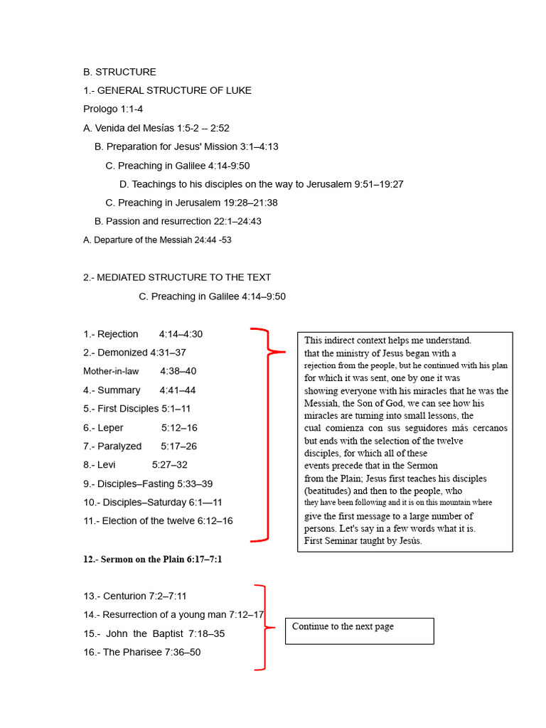 Structure of Luke | PDF | Jesus | Ministry Of Jesus