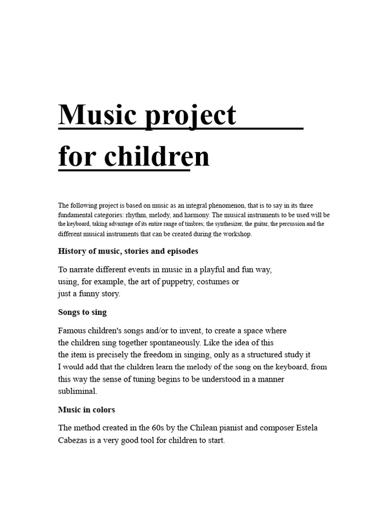 Children's Music Project | PDF | Entertainment | Music Theory