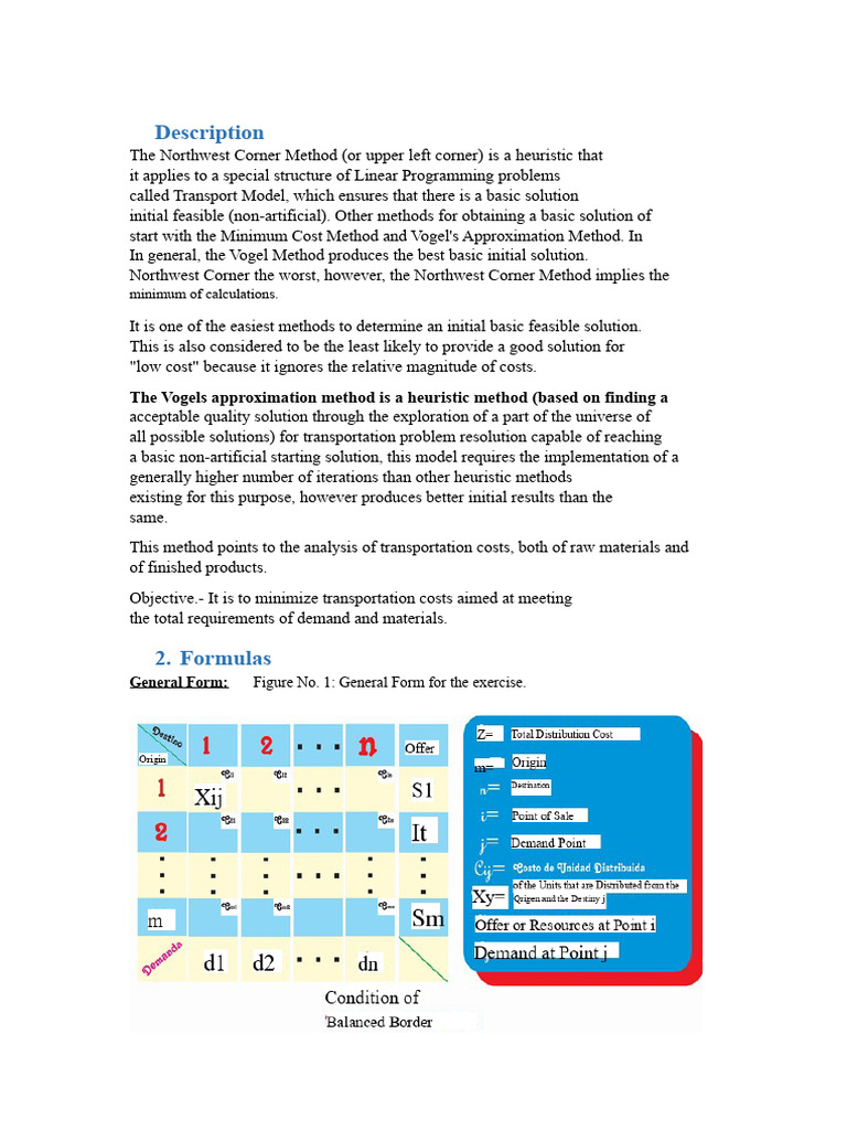 Northwest Corner Method and Vogel's Approximation Method | PDF | Linear ...