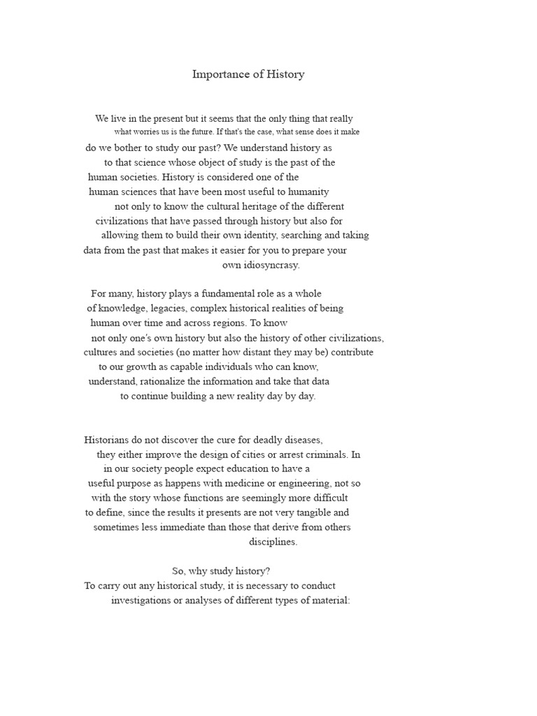 Importance of History | PDF | Society | Liberal Arts Education
