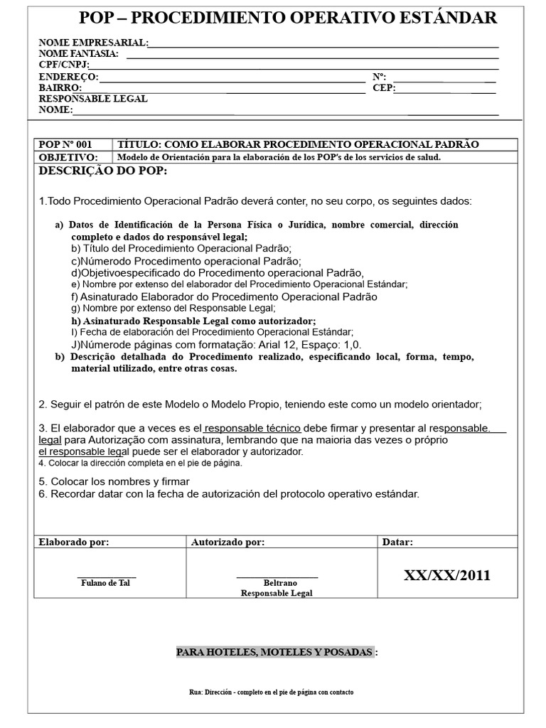 Anexo Vii Modelo De Elaboración De Pops Pdf 