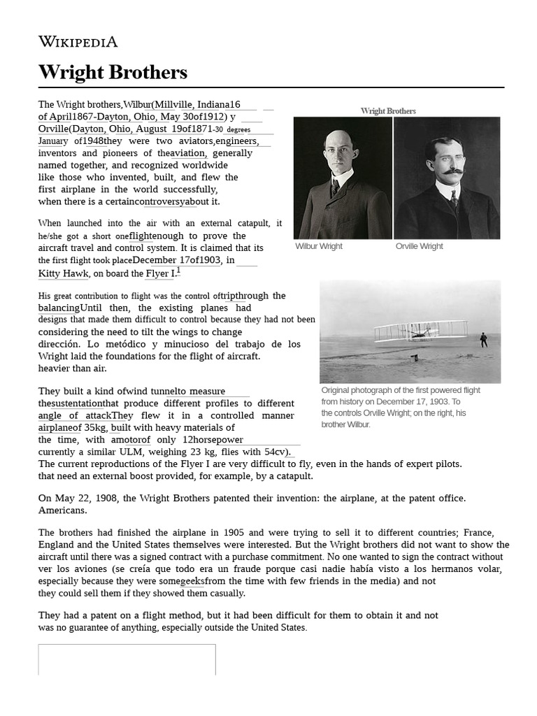 Wright Brothers | PDF | Wright Brothers | Wright Flyer