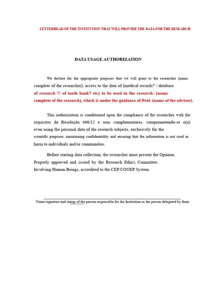 Authorization For Data Usage | PDF