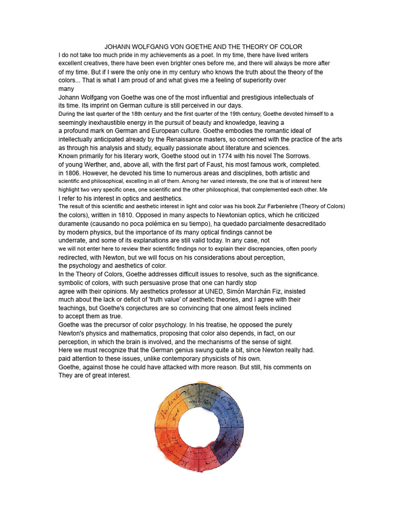 Goethe's Color Theory Explained | PDF | Color | Johann Wolfgang Von Goethe