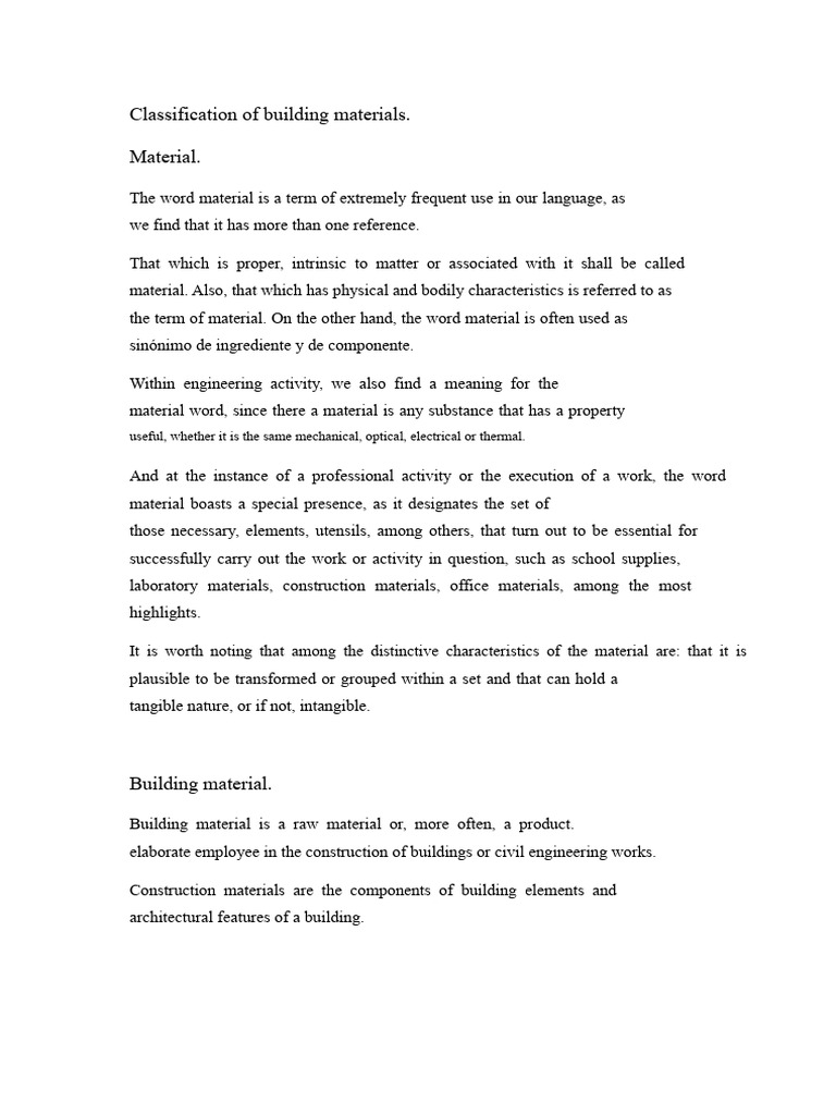 Building Materials Classification Guide | PDF | Building Materials ...