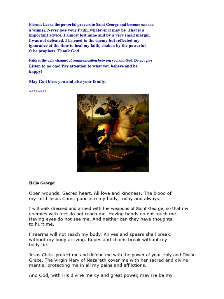 Prayers to Saint George | PDF | Mary, Mother Of Jesus | Prayer